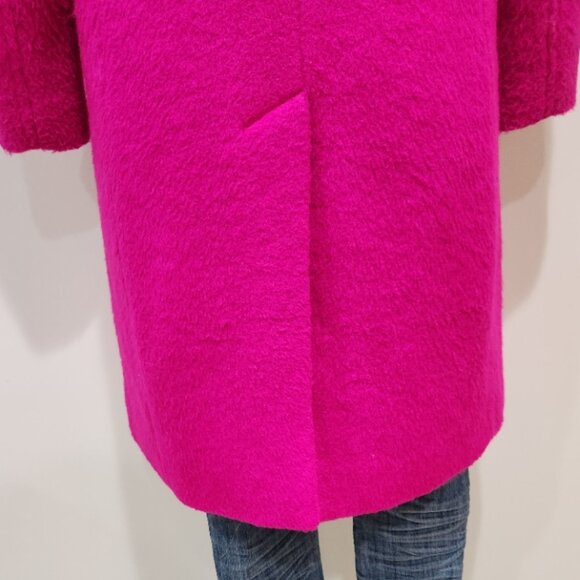 💥UBER GORGE!💥Tailored Double-Breasted Brushed Wool Blend Coat in Fuchsia Pink - Picture 13 of 15